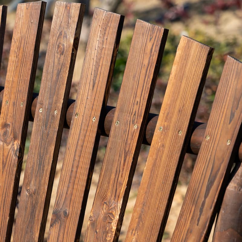 Outsunny 2-Person Wooden Adirondack Rocking with Slatted Design for Backyard, Porch, Poolside