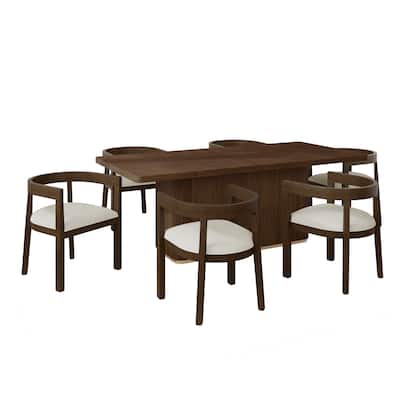 Christopher Knight Home - Moreau Rubberwood Tub Design Dining Chair with Table 7 Piece Dining Set