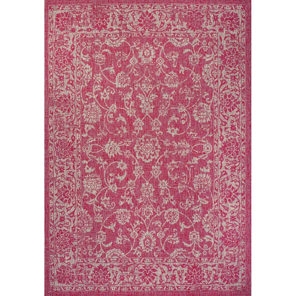 JONATHAN Y Sinjuri Bohemian Textured Weave Floral Indoor/Outdoor Area Rug