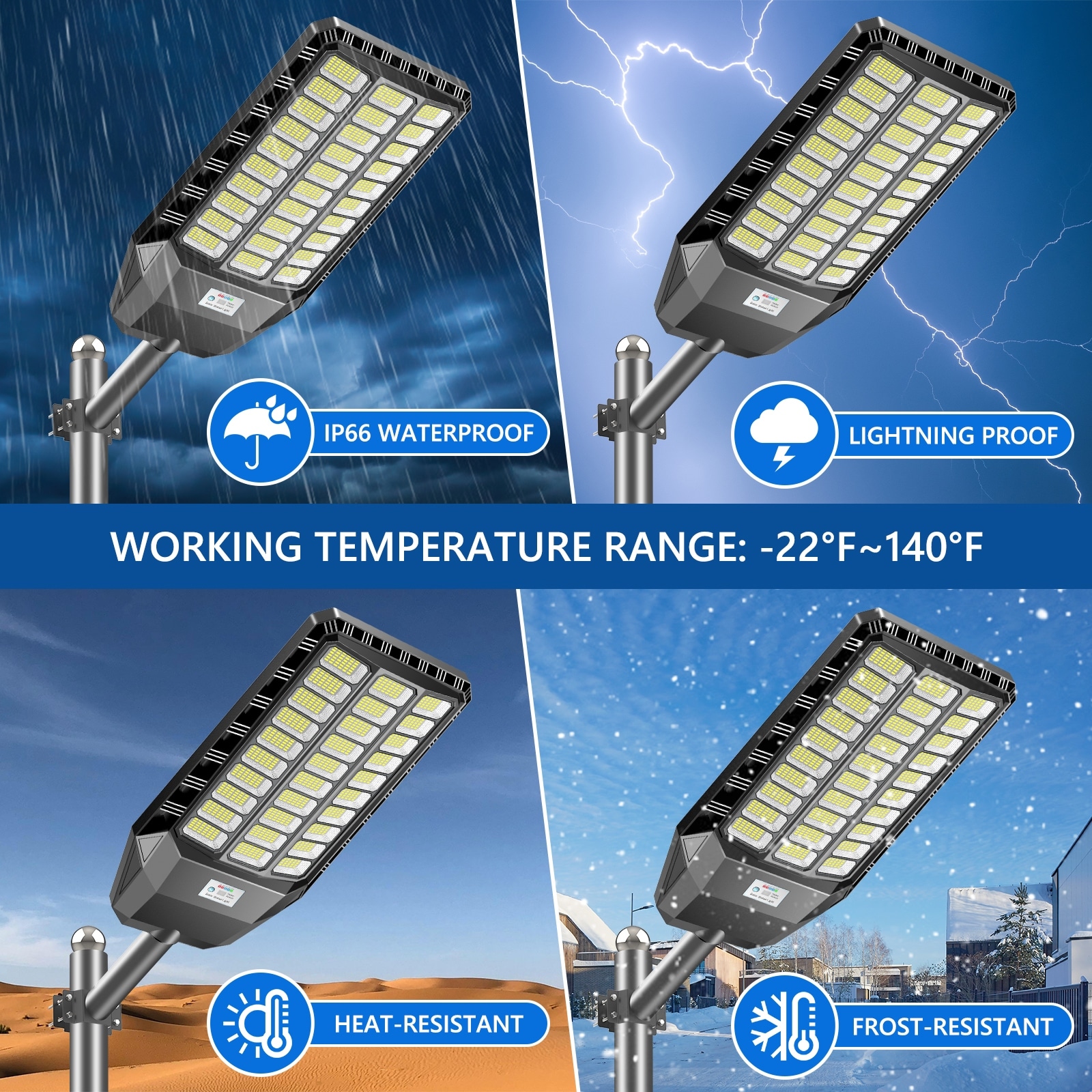 2024 6000W Commercial Solar Street Light, Dusk To Dawn, IP67, 12000mAh Battery, Remote