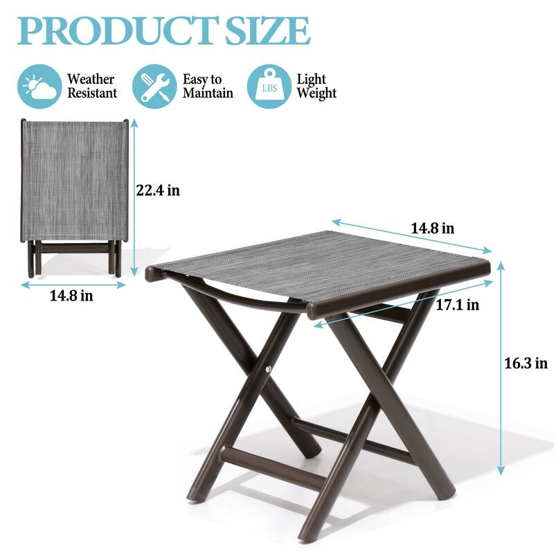 Outdoor Picnic Camping Portable Folding Small Side Table or as Footrest, Footstool - 17.1 In. L X 14.8 In. W X 16.3 In. H