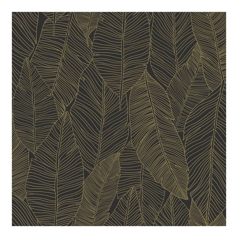 ESTA Home Canales Black Gold Inked Leaves Wallpaper - 20.9 x 396 x 0.025