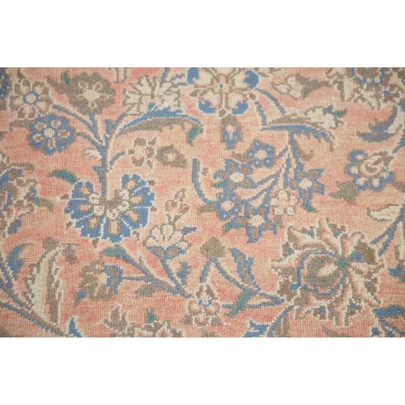 Hand Knotted Oriental 100% Wool Carpet Traditional Floral Pink Mashad Area Rug - 12' 7'' X 9' 6''