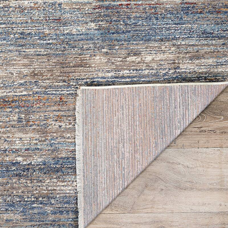 Dream Decor Rugs Remnier Haven Denim Tawny Abstract Fringed Area Rug