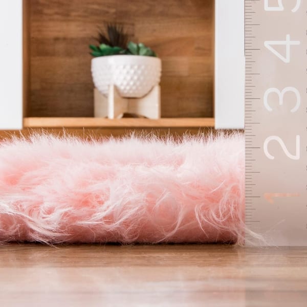 dimension image slide 0 of 2, Nuloom Double Faux Flokati Sheepskin Shag Runner Rug