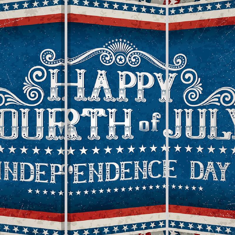 72 Inch 3 Panel Canvas Room Divider, Independence Day, Flag, Blue, Red