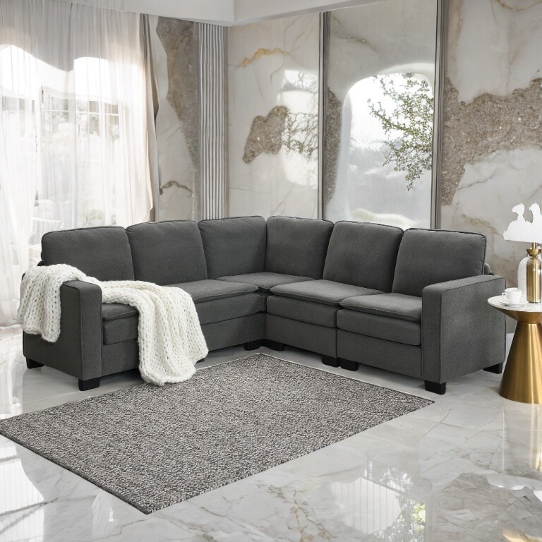 Oversized 5 Seat Corner Couch L Shaped Sofa with Double Cushions 2 Colors Bed Bath Beyond 42146493