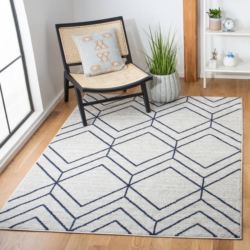 SAFAVIEH Adirondack Benilda Modern Geometric Rug - 10' x 14' - Light Grey/Navy