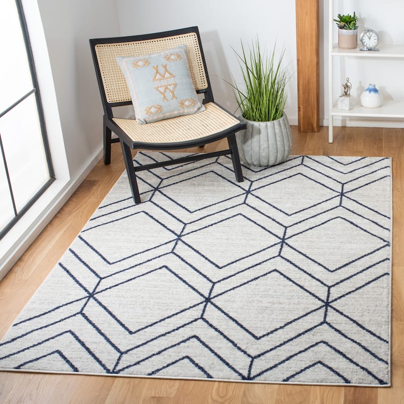 SAFAVIEH Adirondack Juvelina Modern Geometric Rug - 5'1" x 7'6" - Light Grey/Navy