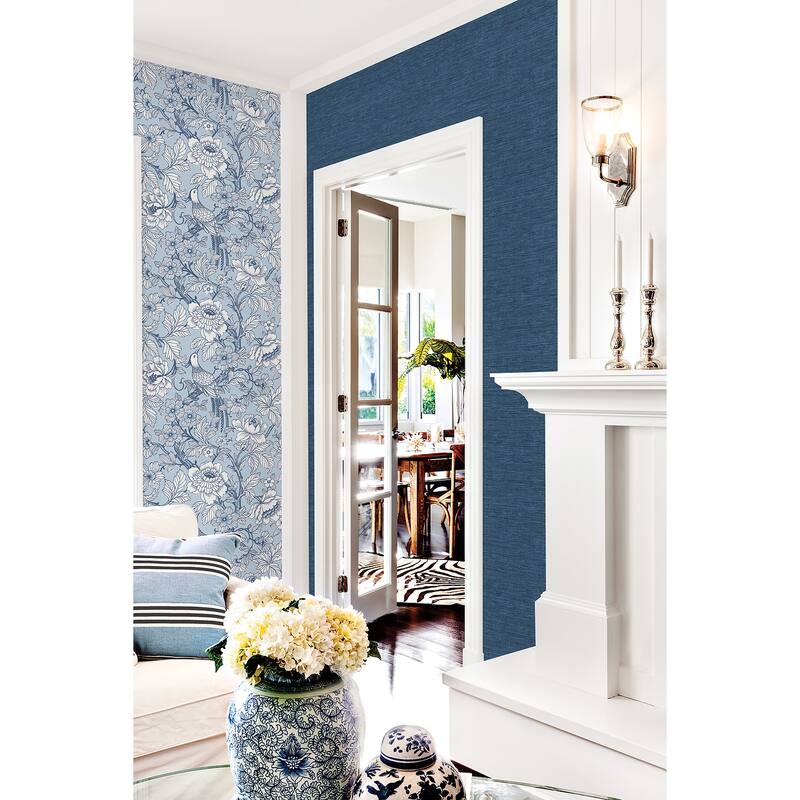 A-Street Prints Beaufort Light Blue Peony Chinoiserie Wallpaper