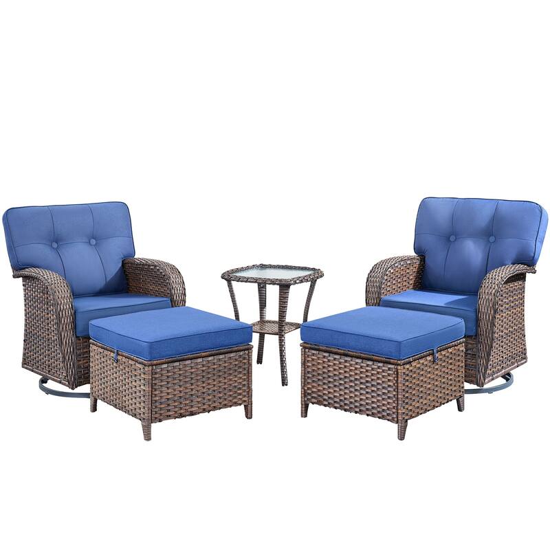 5 Pieces Pocassy Swivel Chair Table with Ottomans