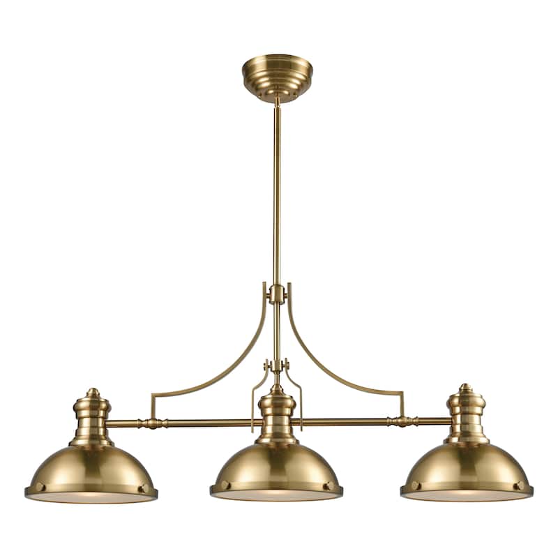 Chadwick 47-inch Wide 3-Light Linear Chandelier in Antique Copper - Satin Brass