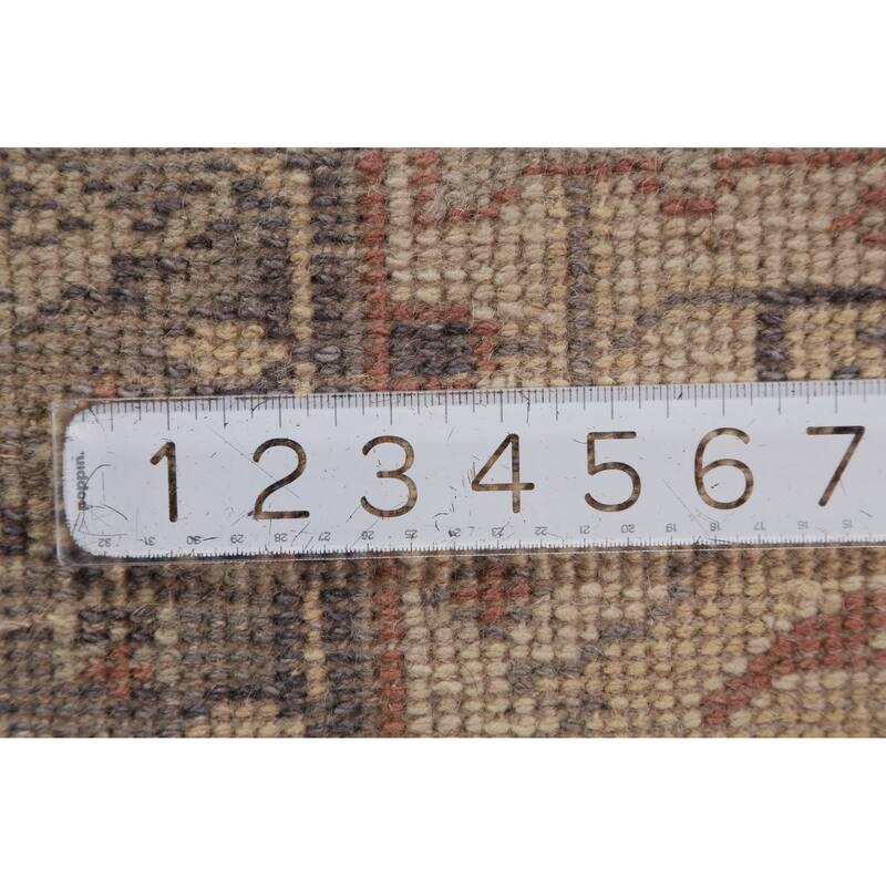 All-Over Beige Oushak Oriental Runner Rug Handmade Wool Carpet - 2'7" x 7'8"