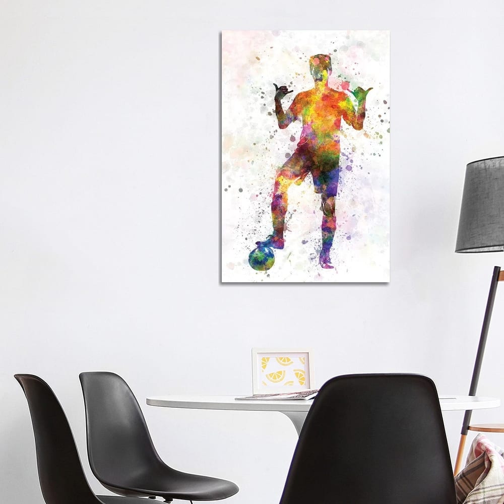 iCanvas "Soccer Football Player Young Man Saluting" by Paul Rommer Canvas Print