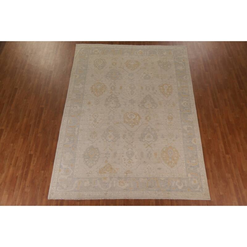 Floral Oushak Turkish Area Rug Hand-knotted Wool Carpet - 8'8"x 11'10"