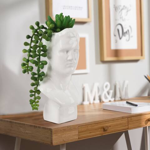 Artificial Succulent in Ceramic Head Pot/String of Pearl Plant with Head Pot for Adornment