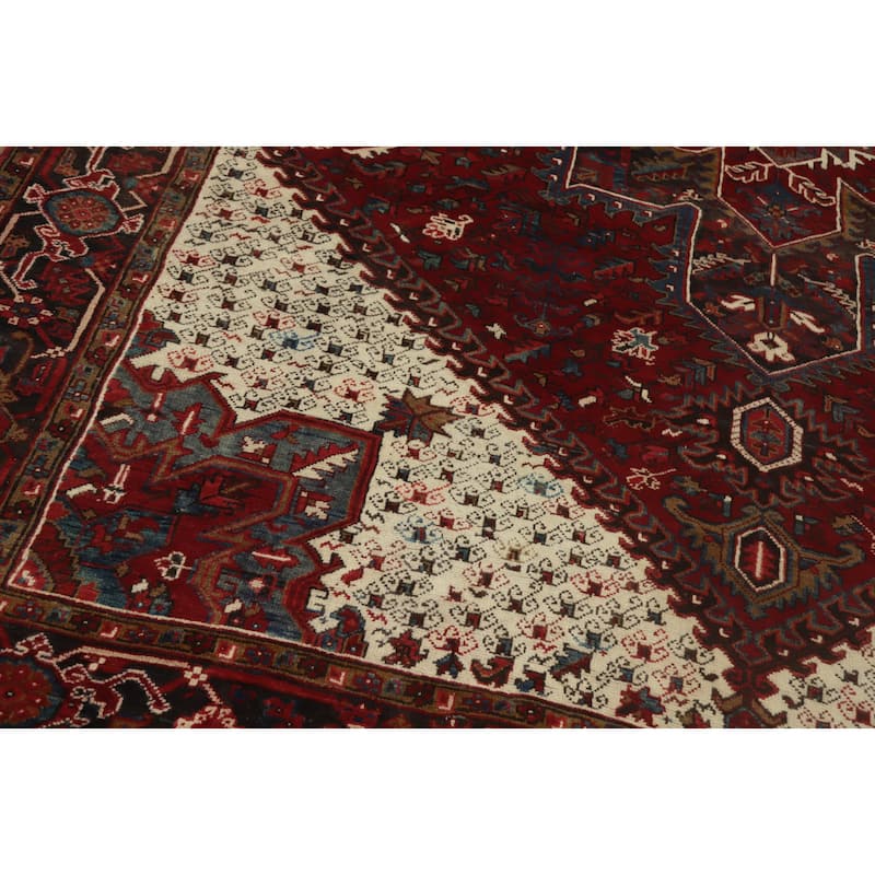 Hand Knotted Oriental 100% Wool Carpet Traditional Medallion Red Heriz Area Rug - 11' 1'' X 8' 4''