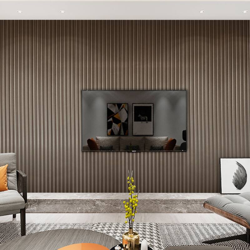 Art3d 104'' X 6.3'' Fluted Wall Panel for Interior Decor, WPC Wall Panel, Metal Finish,8pcs - N/A