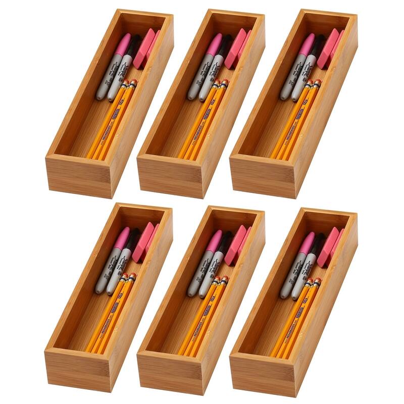YBM Home Bamboo Kitchen Drawer Organizer Storage Box (Set of 6),