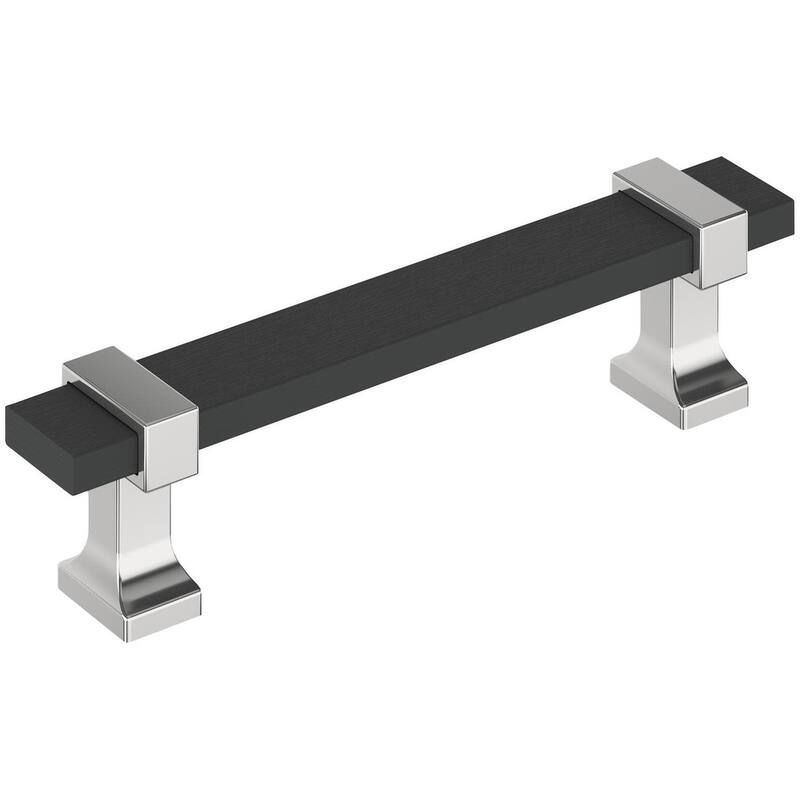 Amerock BP36681 Overton 3-3/4" Center to Center Bar Cabinet Pull - Brushed Matte Black / Polished Chrome