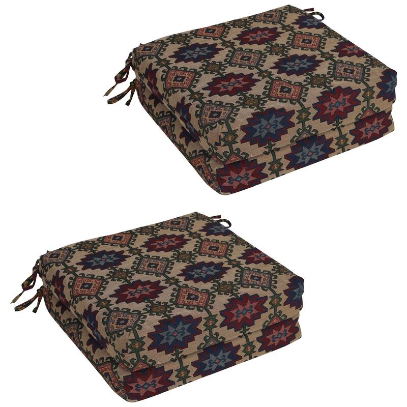 20-inch by 19-inch Tapestry Chair Cushion (Multiple Patterns, Set of 1,2, or 4) - 20 x 19 - Palomino - Set of 4