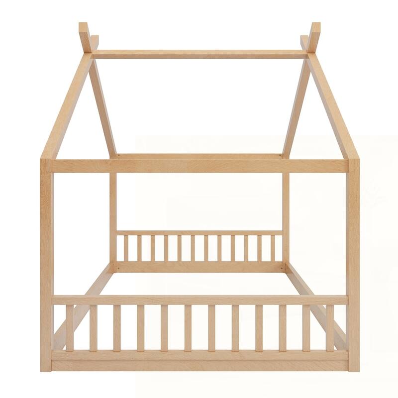 Floor Bed Frame with Headboard and Footboard