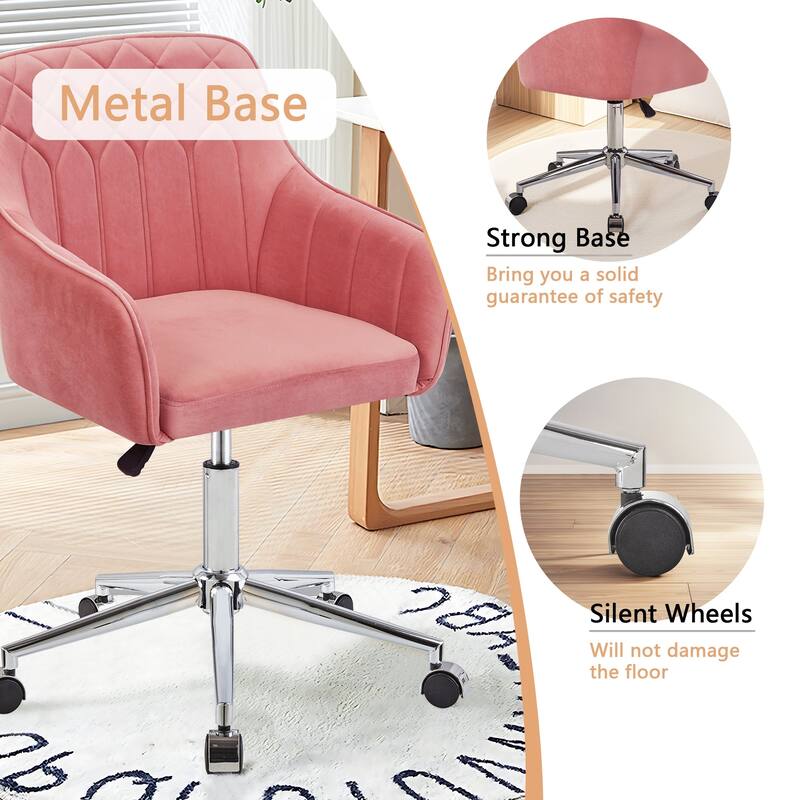 VECELO Modern Home Office Chairs Height Adjustable 360 Swivel Task Chair with Metal Base