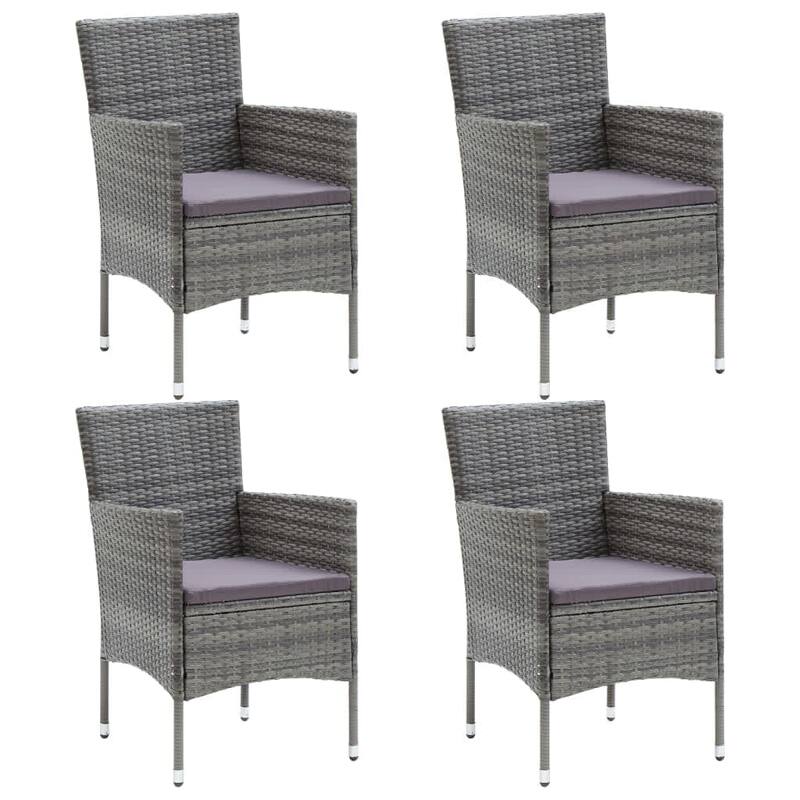 vidaXL Patio Dining Set with Cushions Poly Rattan