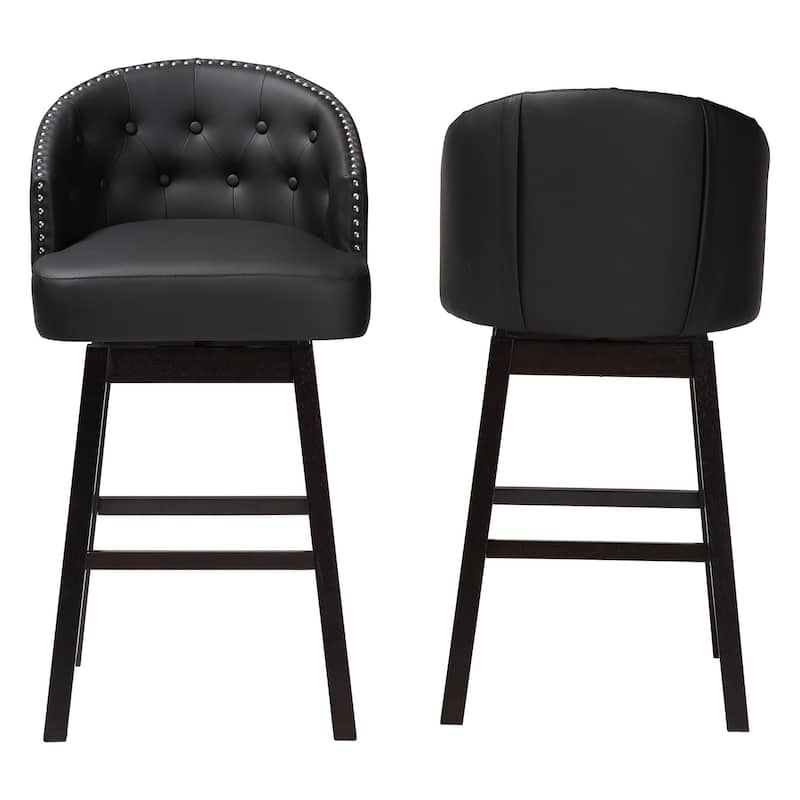Traditional Faux Leather 30" Bar Stool by Baxton Studio