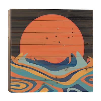 Blood Moon Print On Wood by Alisa Galitsyna - Multi-Color