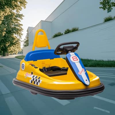 360 Degree Rotation 6V Electric Ride-on Bumper Car with Safety Belt, Horn, LED Lights and Music for Toddlers 18-48 Months