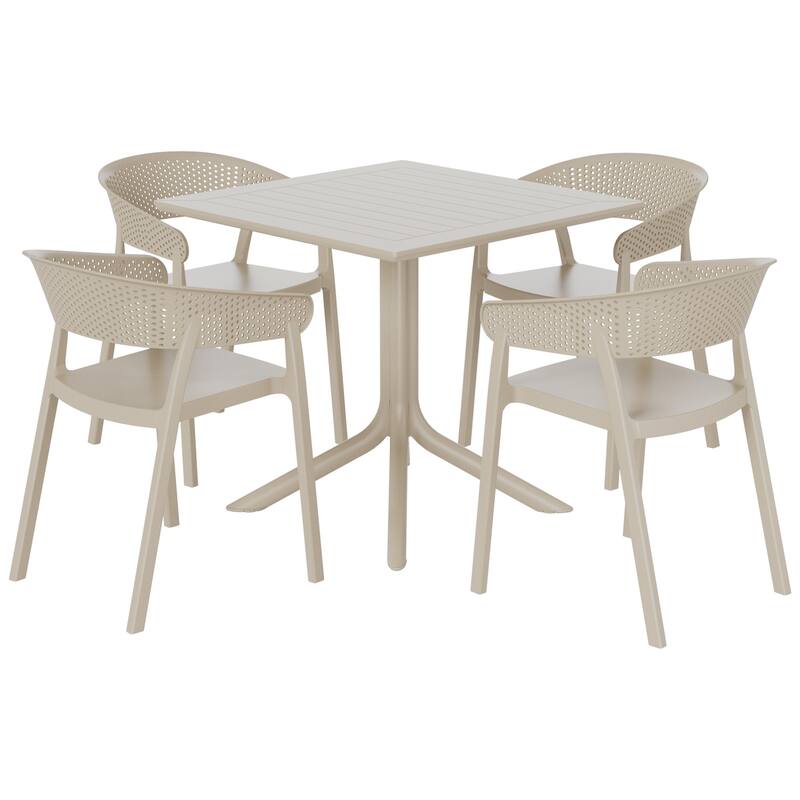 Frond and Form 4-Person Outdoor Square Dining Set - Sand