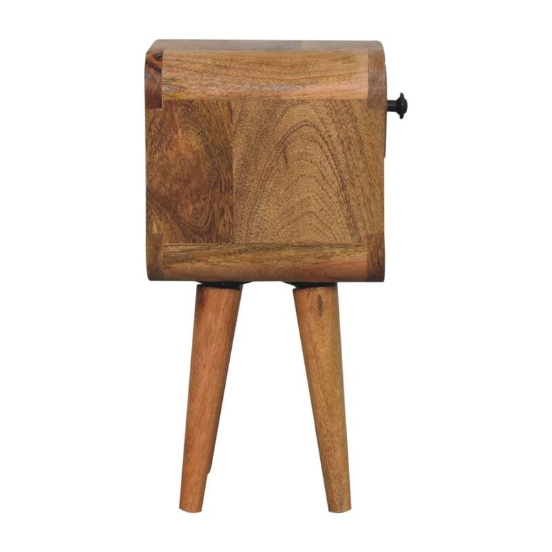 Artisan Furniture Solid Wood Extra Mini Oak-ish Curve Lower Bedside, Light Brown, 1 Drawer,1 Shelf
