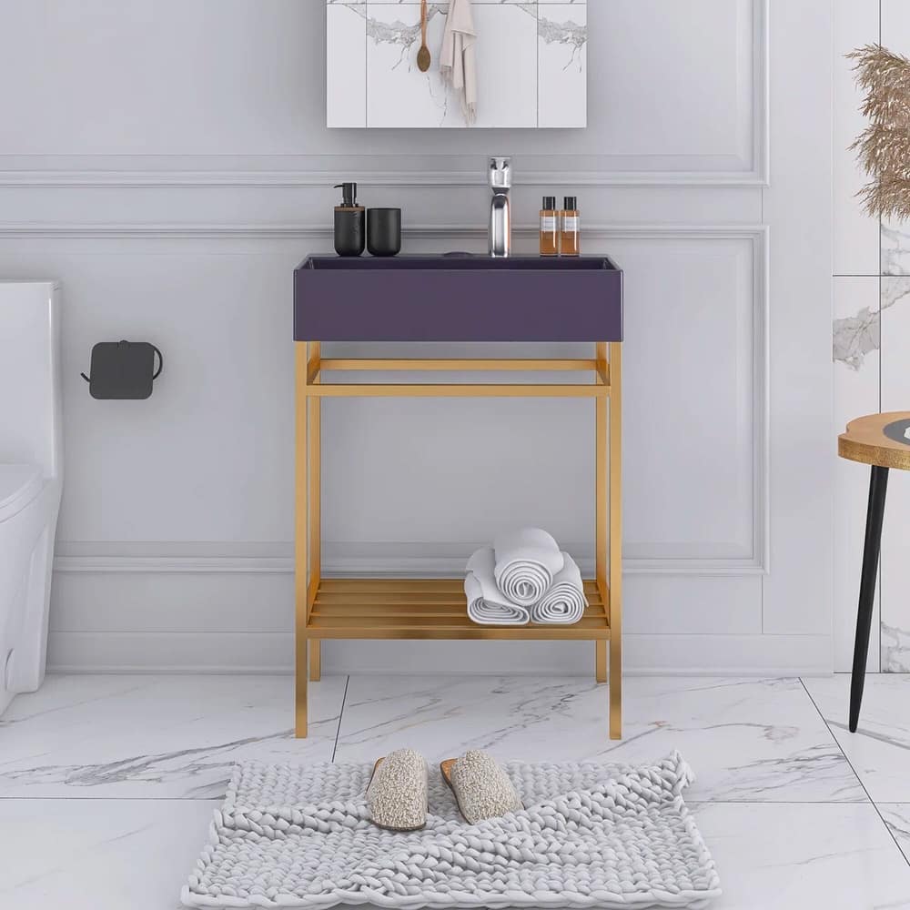 24" Freestanding Bathroom Vanity with Ceramic Sink - 23.62'' x13.98'' x 33.46''