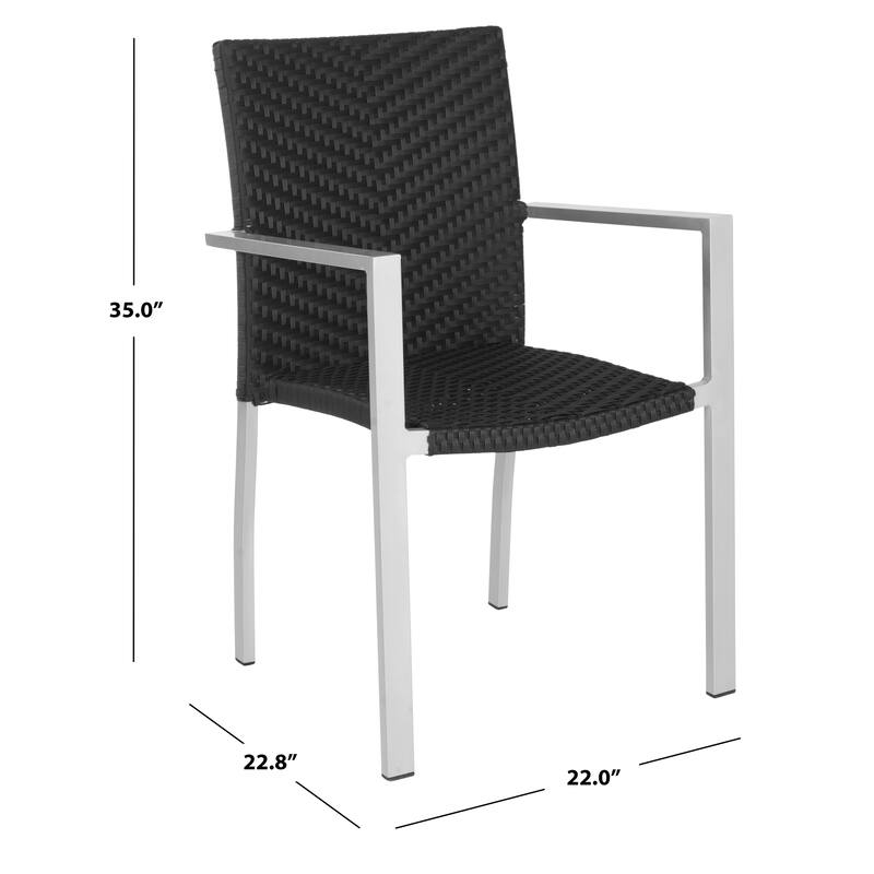 SAFAVIEH Shelvie Black Stackable Indoor/Outdoor Chairs (Set of 2) - 22Wx23Dx35H