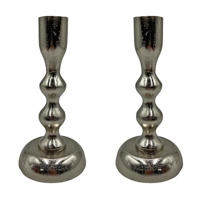7 Inch Decorative Handmade Aluminum Modern Candle holder Set of 2 - 3.5 x 3.5 x 7 in