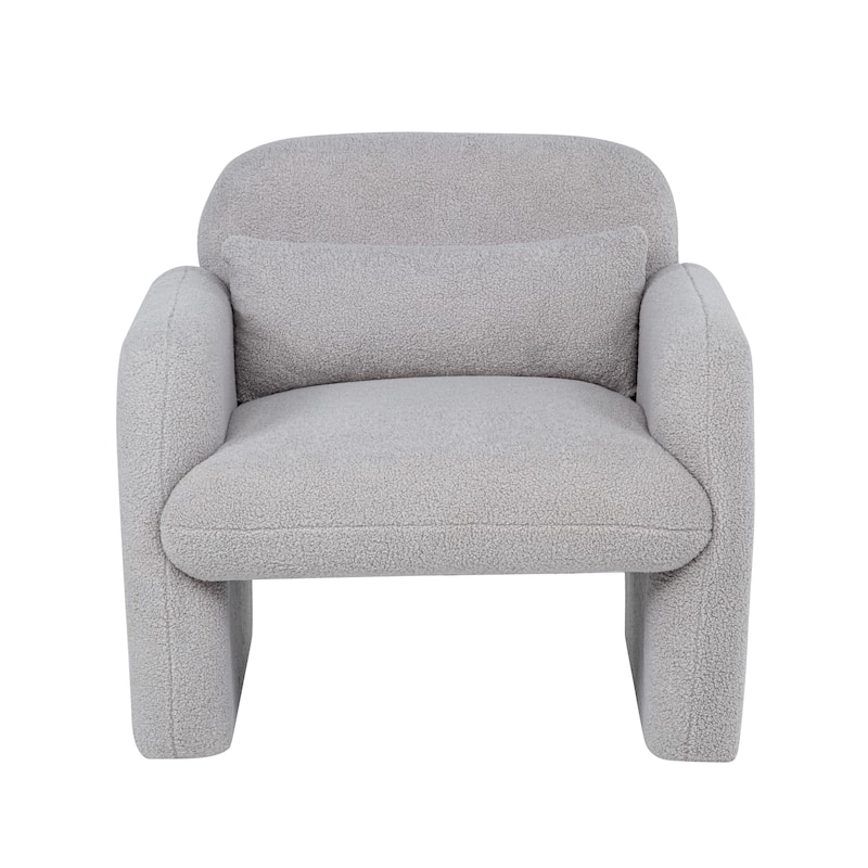 Teddy Fleece Accent Chair with Pillow for Living Room/Bedroom (350lb Capacity)