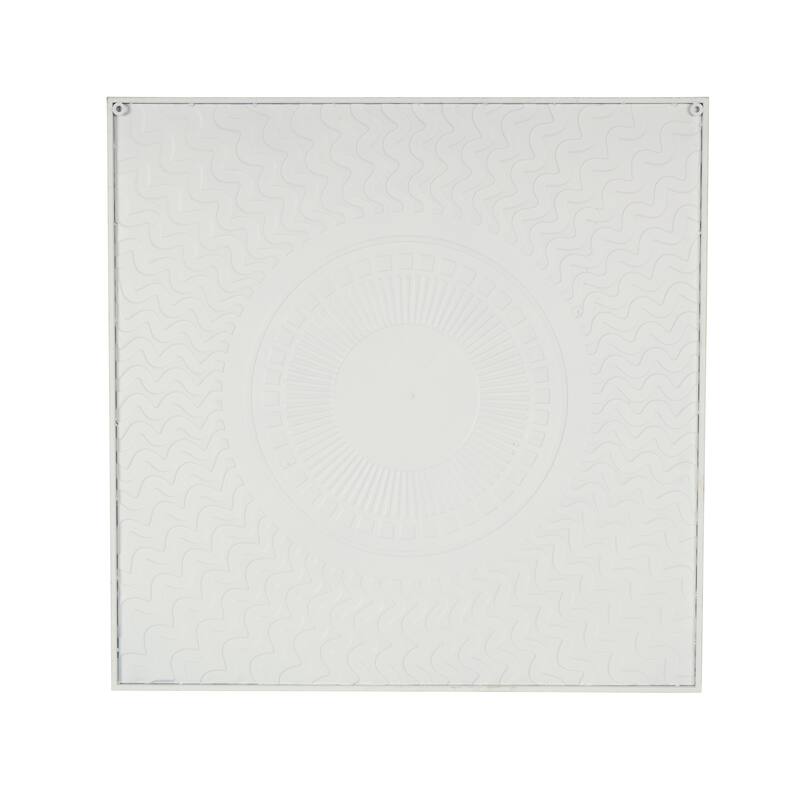 White Metal Geometric Home Wall Decor with Gold Foil Center and Wavy Patterns