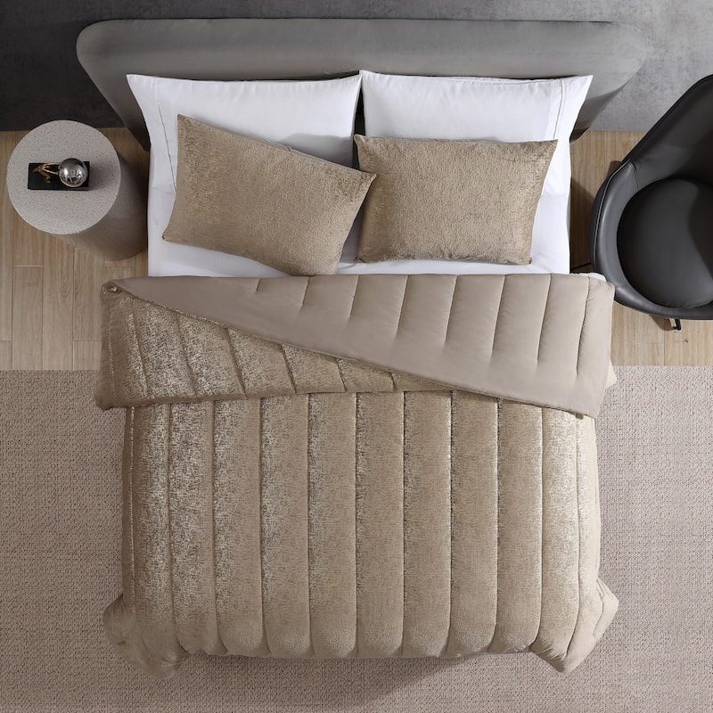 Kenneth Cole Banks Velvet Metallic Reversible Comforter Set