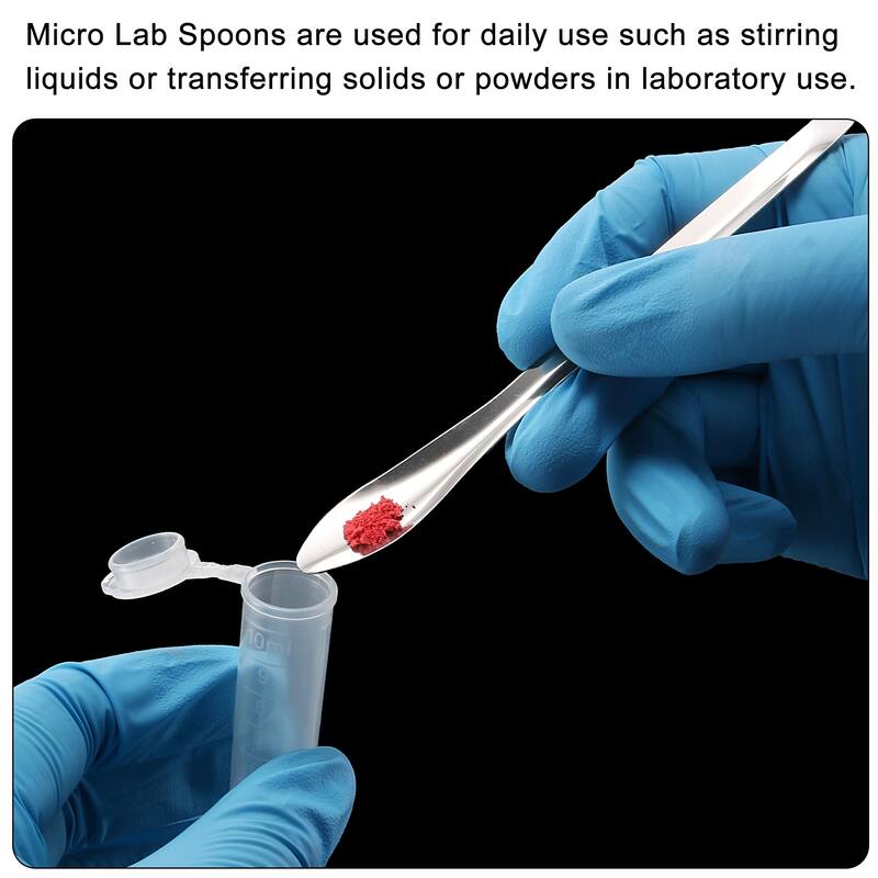 15Pcs 4.92" Silver 201 Stainless Steel Micro Lab Spoons for Powders Sampling - Silver Tone