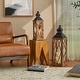preview thumbnail 22 of 49, Glitzhome 2-Piece Oversize Farmhouse Wood/ Metal Hanging Candle Holders Decorative Lanterns