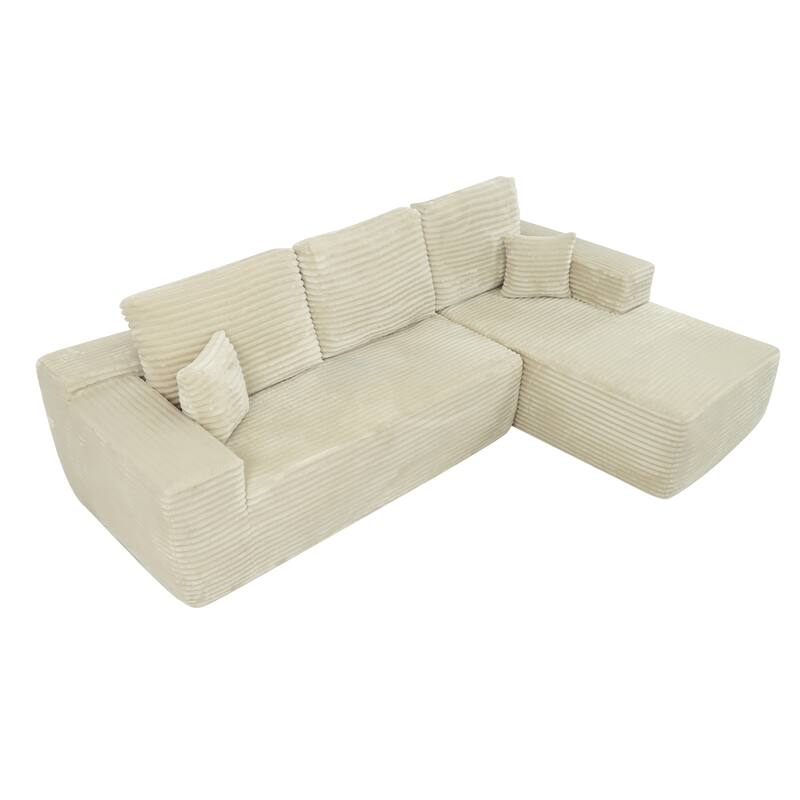 105" Corduroy Sectional Sofa with Chaise, Modern L-Shaped Modular Couch with Deep Seats, Plush Upholstered Living Room Sofa