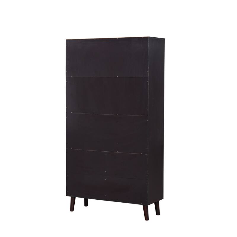 3-tier Wood Bookshelf Bookcase with 2 Bottom Enclosed Cabinet