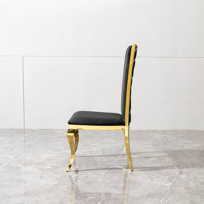 2 Piece Velvet Kitchen Dining Chairs with Upholstered, High Backrest, Stainless Steel Legs for Dining Room Kitchen Living Room