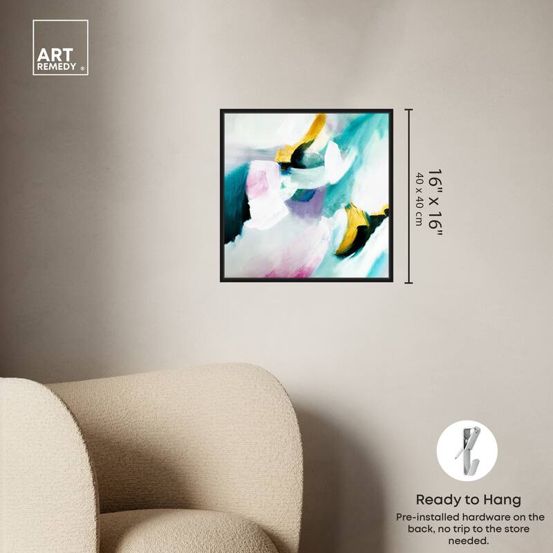 Art Remedy Still Violas Ii Framed Blue Abstract 1 Piece Canvas Wall Art