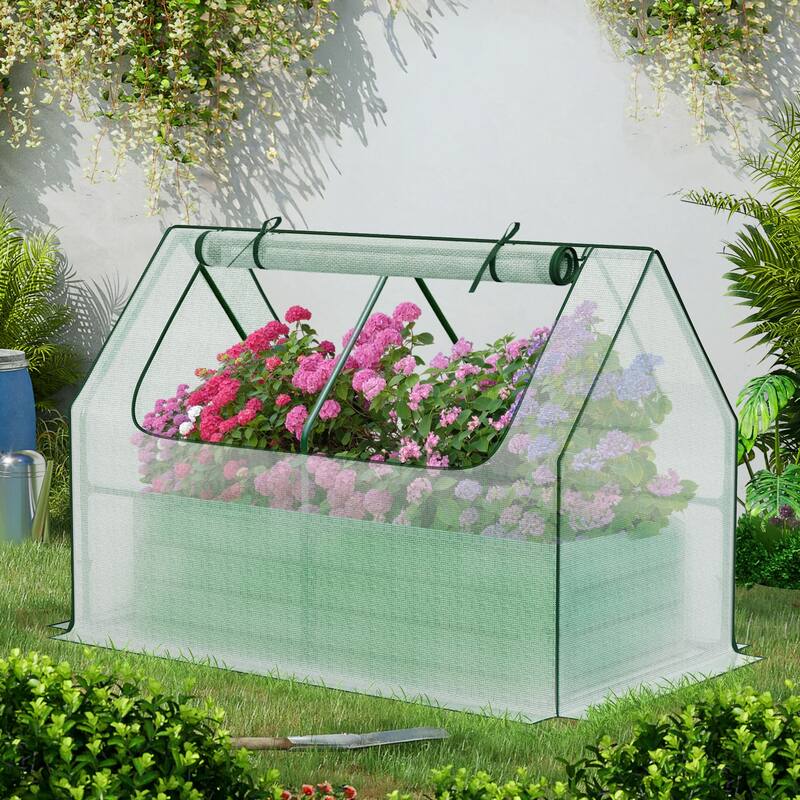 Aoodor Raised Garden Bed Kit with PE Cover, Screen Windows