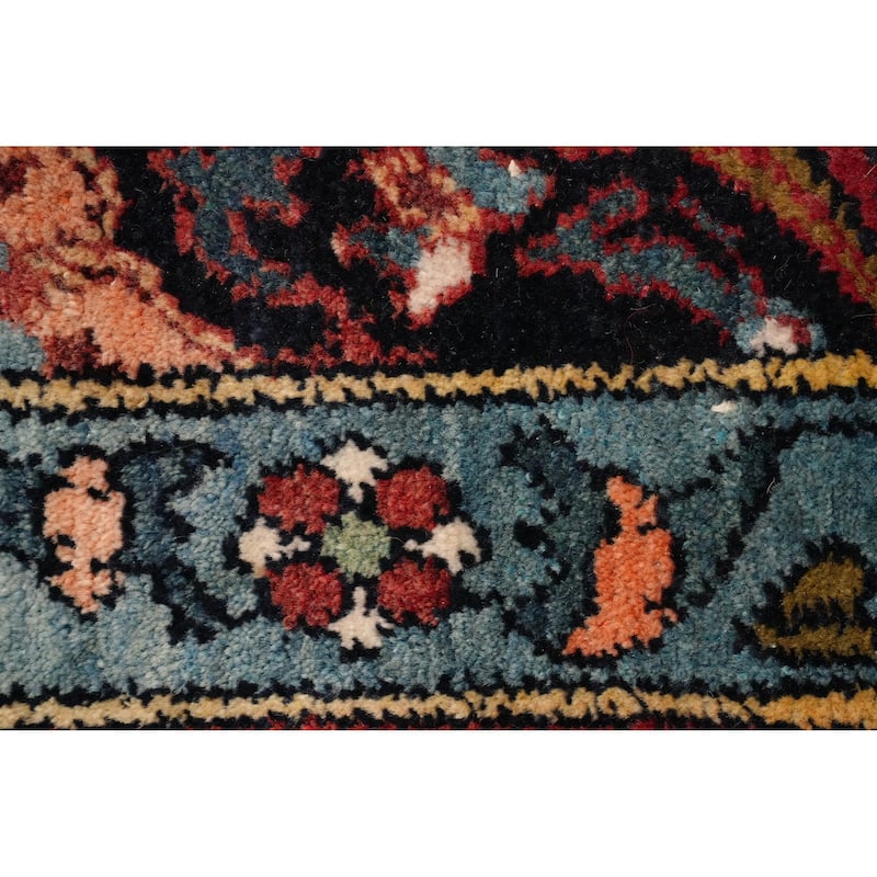 Hand Knotted Oriental 100% Wool Carpet Traditional Floral Navy Blue & Blues Bakhtiari Area Rug - 10' 7'' X 7' 3''