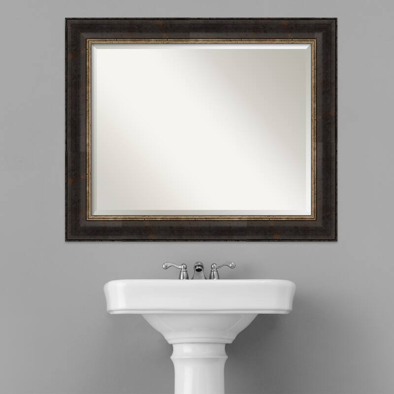 Beveled Bathroom Wall Mirror - Varied Black Frame - Varied Black