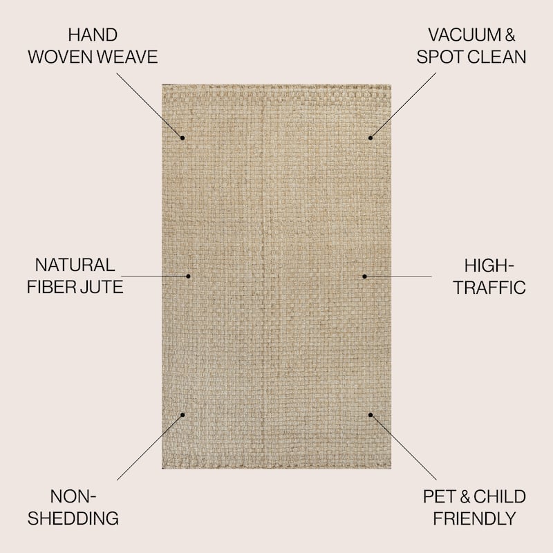 JONATHAN Y Hiro Hand Woven Boucle Chunky Jute Area Rug