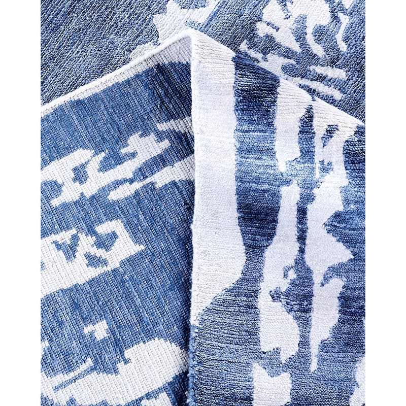 Modern One-of-a-Kind Hand-Knotted Area Rug, Blue - 9' 2" x 12' 0"
